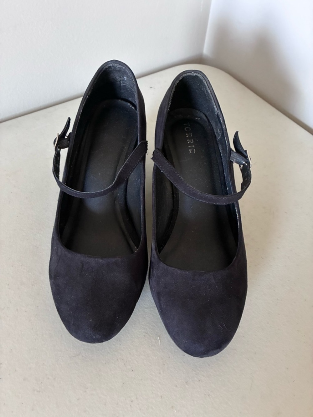 torrid Black Suede Mary Jane Heels with Ankle Strap